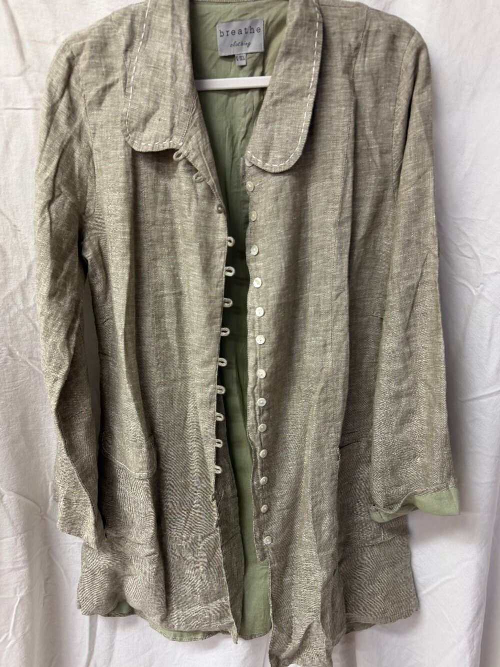Breathe Clothing Linen Button Down Jacket L/XL NWOT